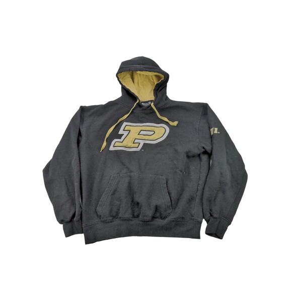 Mens Stadium Athletics Hoodie Sweatshirt Size M Pullover Patch Logo Black Gold - Picture 1 of 11